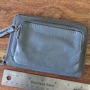 Sticks and Stones Slate Blue Leather Zip Wallet